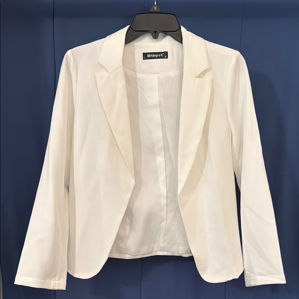 Allegra K White Blazer Tailored Notched Lapels